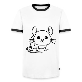 Mouse Comic Animal - Men's Ringer Shirt - white/black - Front - AI Model Female 172 light (172cm) & AI Model Male 178 dark (178cm)