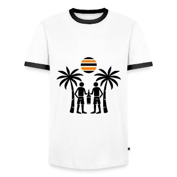 Insel Party Crew - Männer Kontrast-T-Shirt - Weiß/Schwarz - Vorne - AI Model Female 172 light (172cm) & AI Model Male 178 dark (178cm)