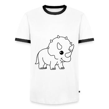 Bande dessinée Dinosaur triceratops - T-shirt contrasté Homme - blanc/noir - Devant - AI Model Female 172 light (172cm) & AI Model Male 178 dark (178cm)
