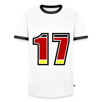 17 Numéro Allemagne Jersey - T-shirt contrasté Homme - blanc/noir - Devant - AI Model Female 172 light (172cm) & AI Model Male 178 dark (178cm)