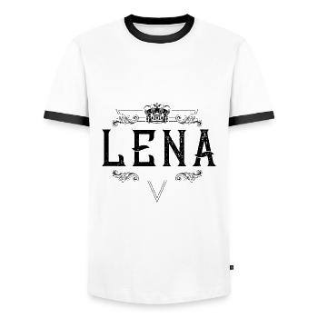 Nom de Lena - T-shirt contrasté Homme - blanc/noir - Devant - AI Model Female 172 light (172cm) & AI Model Male 178 dark (178cm)