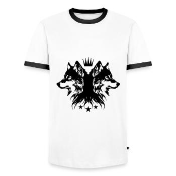 Couronne de loup - T-shirt contrasté Homme - blanc/noir - Devant - AI Model Female 172 light (172cm) & AI Model Male 178 dark (178cm)