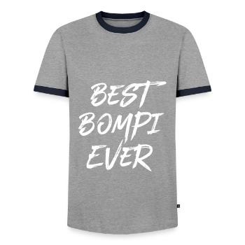 Best Bompi Belgium Grandpa Flemish Father Flanders - Men's Ringer Shirt - grey/navy  - Front - AI Model Female 172 light (172cm) & AI Model Male 178 light (178cm)