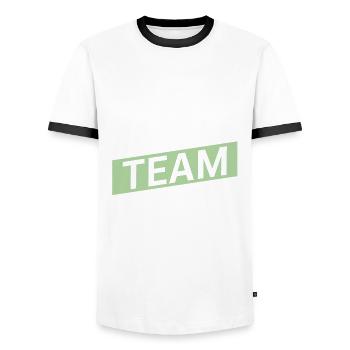 Dancing Team - Männer Kontrast-T-Shirt - Weiß/Schwarz - Vorne - AI Model Female 172 light (172cm) & AI Model Male 178 dark (178cm)