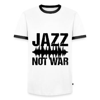 Jazz Not War Peace Jazz Musik - Männer Kontrast-T-Shirt - Weiß/Schwarz - Vorne - AI Model Female 172 light (172cm) & AI Model Male 178 dark (178cm)