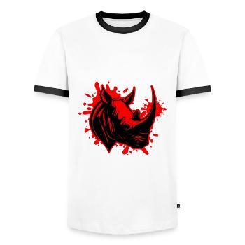 Rhinoceros Animal Head - Men's Ringer Shirt - white/black - Front - AI Model Female 172 light (172cm) & AI Model Male 178 dark (178cm)