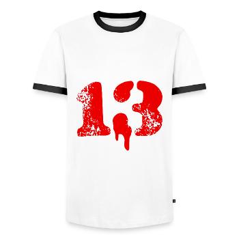13 Symbole numérique - T-shirt contrasté Homme - blanc/noir - Devant - AI Model Female 172 light (172cm) & AI Model Male 178 dark (178cm)
