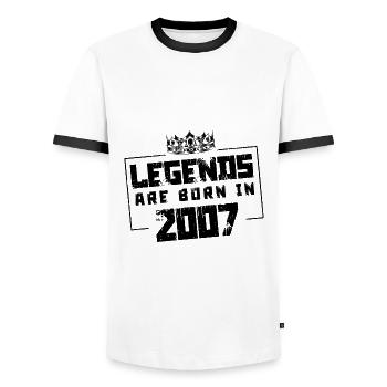 2007 Legends Born in - Men's Ringer Shirt - white/black - Front - AI Model Female 172 light (172cm) & AI Model Male 178 dark (178cm)