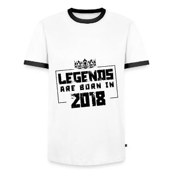 2018 legends born in - Men's Ringer Shirt - white/black - Front - AI Model Female 172 light (172cm) & AI Model Male 178 dark (178cm)