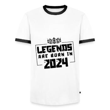 2024 légendes nées en - T-shirt contrasté Homme - blanc/noir - Devant - AI Model Female 172 light (172cm) & AI Model Male 178 dark (178cm)