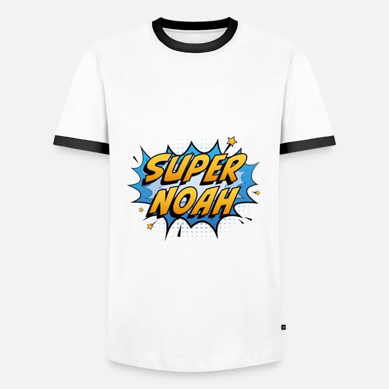 Super Noah - Männer Kontrast-T-Shirt - Weiß/Schwarz