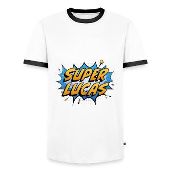 Super Lucas - Männer Kontrast-T-Shirt - Weiß/Schwarz - Vorne - AI Model Female 172 light (172cm) & AI Model Male 178 dark (178cm)