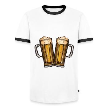 Bier Glas Prost Drinking - Männer Kontrast-T-Shirt - Weiß/Schwarz - Vorne - AI Model Female 172 light (172cm) & AI Model Male 178 dark (178cm)