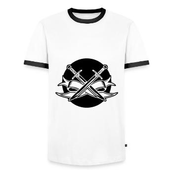Sword Symbol - Men's Ringer Shirt - white/black - Front - AI Model Female 172 light (172cm) & AI Model Male 178 dark (178cm)