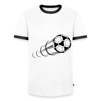 Fußball, Ball, Soccer, Football, Schuss, Tor - T-shirt contrasté Homme - blanc/noir - Devant - AI Model Female 172 light (172cm) & AI Model Male 178 dark (178cm)