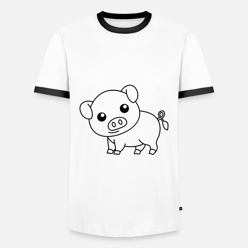 Schwein Comic Tier - Männer Kontrast-T-Shirt - Weiß/Schwarz
