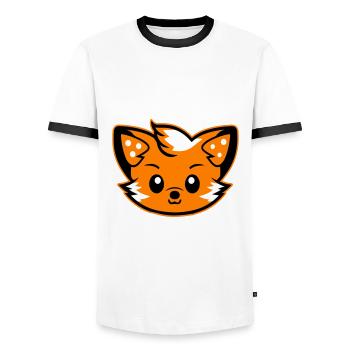 Fox Head Comic Cute - Men's Ringer Shirt - white/black - Front - AI Model Female 172 light (172cm) & AI Model Male 178 dark (178cm)