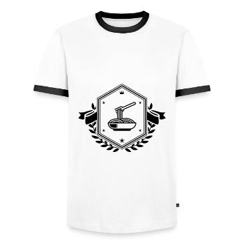 Spaghetti wappen - Männer Kontrast-T-Shirt - Weiß/Schwarz - Vorne - AI Model Female 172 light (172cm) & AI Model Male 178 dark (178cm)
