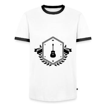 Gitarre Akustik wappen - Männer Kontrast-T-Shirt - Weiß/Schwarz - Vorne - AI Model Female 172 light (172cm) & AI Model Male 178 dark (178cm)