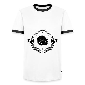 Shell snail Coat of arms - Men's Ringer Shirt - white/black - Front - AI Model Female 172 light (172cm) & AI Model Male 178 dark (178cm)