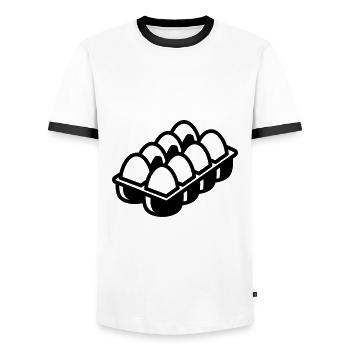 Eier symbol - Männer Kontrast-T-Shirt - Weiß/Schwarz - Vorne - AI Model Female 172 light (172cm) & AI Model Male 178 dark (178cm)