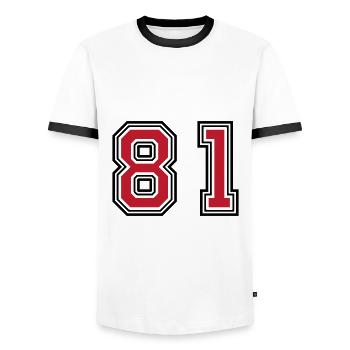 81 Symbole numérique - T-shirt contrasté Homme - blanc/noir - Devant - AI Model Female 172 light (172cm) & AI Model Male 178 dark (178cm)