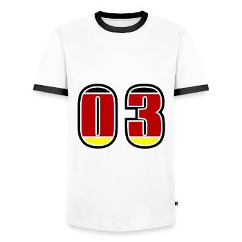 3 Number Germany Jersey - Men's Ringer Shirt - white/black - Front - AI Model Female 172 light (172cm) & AI Model Male 178 dark (178cm)