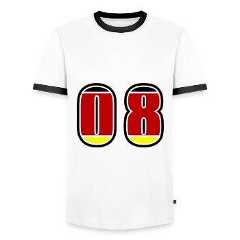 8 Nummer Deutschland Trikot - Männer Kontrast-T-Shirt - Weiß/Schwarz - Vorne - AI Model Female 172 light (172cm) & AI Model Male 178 dark (178cm)