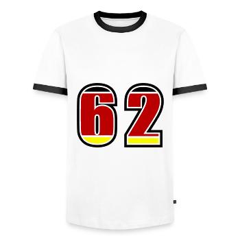62 Number Germany Jersey - Men's Ringer Shirt - white/black - Front - AI Model Female 172 light (172cm) & AI Model Male 178 dark (178cm)
