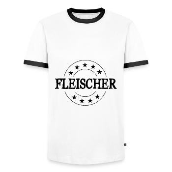 Fleischer Beruf - Männer Kontrast-T-Shirt - Weiß/Schwarz - Vorne - AI Model Female 172 light (172cm) & AI Model Male 178 dark (178cm)