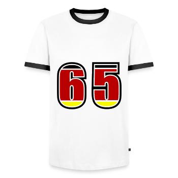 65 Number Germany Jersey - Men's Ringer Shirt - white/black - Front - AI Model Female 172 light (172cm) & AI Model Male 178 dark (178cm)