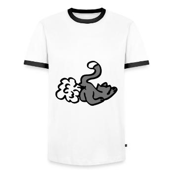 Cat pups / cat fart / funny gift - funny - Men's Ringer Shirt - white/black - Front - AI Model Female 172 light (172cm) & AI Model Male 178 dark (178cm)