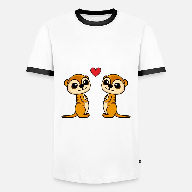 Erdmännchen Comic Paar liebe - Männer Kontrast-T-Shirt - Weiß/Schwarz