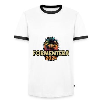 Formentera 2024 Urlaub Spruch - Männer Kontrast-T-Shirt - Weiß/Schwarz - Vorne - AI Model Female 172 light (172cm) & AI Model Male 178 dark (178cm)