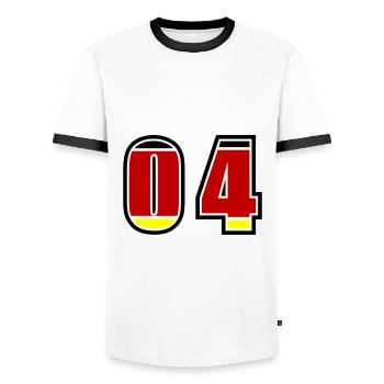 Maillot Allemagne numéro 4 - T-shirt contrasté Homme - blanc/noir - Devant - AI Model Female 172 light (172cm) & AI Model Male 178 dark (178cm)