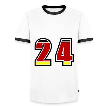 24 Number Germany Jersey - Men's Ringer Shirt - white/black - Front - AI Model Female 172 light (172cm) & AI Model Male 178 dark (178cm)