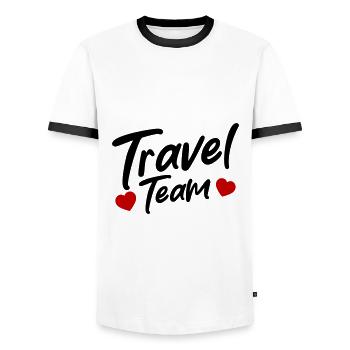 Équipe de voyage - T-shirt contrasté Homme - blanc/noir - Devant - AI Model Female 172 light (172cm) & AI Model Male 178 dark (178cm)