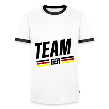 Team Germany - Men's Ringer Shirt - white/black - Front - AI Model Female 172 light (172cm) & AI Model Male 178 dark (178cm)