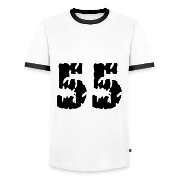 55 Zahl Trikot - Männer Kontrast-T-Shirt - Weiß/Schwarz - Vorne - AI Model Female 172 light (172cm) & AI Model Male 178 dark (178cm)
