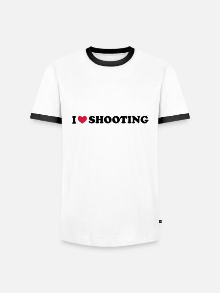 I Love Shooting - Männer Kontrast-T-Shirt - Weiß/Schwarz