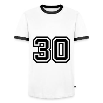 Symbole de 30 chiffres - T-shirt contrasté Homme - blanc/noir - Devant - AI Model Female 172 light (172cm) & AI Model Male 178 dark (178cm)