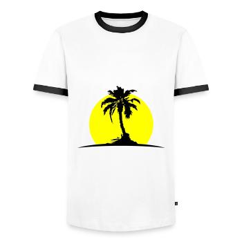 Palm Island Sun - Men's Ringer Shirt - white/black - Front - AI Model Female 172 light (172cm) & AI Model Male 178 dark (178cm)