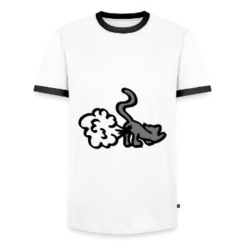 Chat chiot / chat pet / idée cadeau drôle - T-shirt contrasté Homme - blanc/noir - Devant - AI Model Female 172 light (172cm) & AI Model Male 178 dark (178cm)