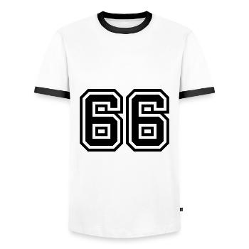 Symbole numérique 66 - T-shirt contrasté Homme - blanc/noir - Devant - AI Model Female 172 light (172cm) & AI Model Male 178 dark (178cm)