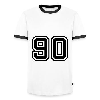 90 number symbol - Men's Ringer Shirt - white/black - Front - AI Model Female 172 light (172cm) & AI Model Male 178 dark (178cm)