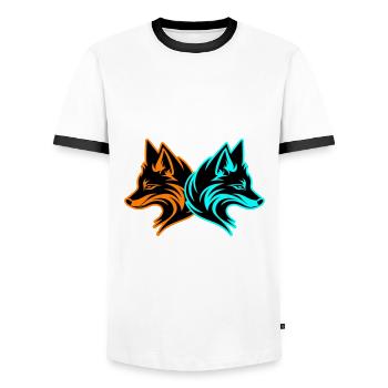 Fox Animal - Men's Ringer Shirt - white/black - Front - AI Model Female 172 light (172cm) & AI Model Male 178 dark (178cm)