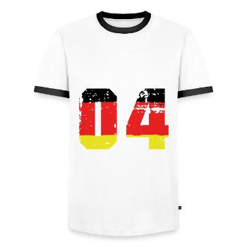Maillot Allemagne numéro 4 - T-shirt contrasté Homme - blanc/noir - Devant - AI Model Female 172 light (172cm) & AI Model Male 178 dark (178cm)