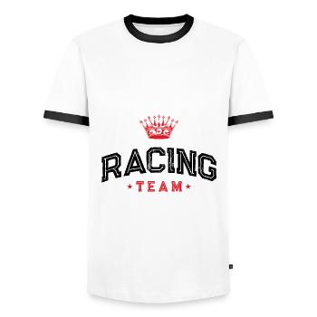Racing Team - Men's Ringer Shirt - white/black - Front - AI Model Female 172 light (172cm) & AI Model Male 178 dark (178cm)