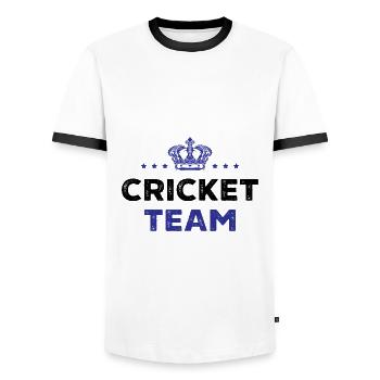 Cricket Team - Men's Ringer Shirt - white/black - Front - AI Model Female 172 light (172cm) & AI Model Male 178 dark (178cm)