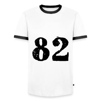 82 Zahl Trikot - Männer Kontrast-T-Shirt - Weiß/Schwarz - Vorne - AI Model Female 172 light (172cm) & AI Model Male 178 dark (178cm)